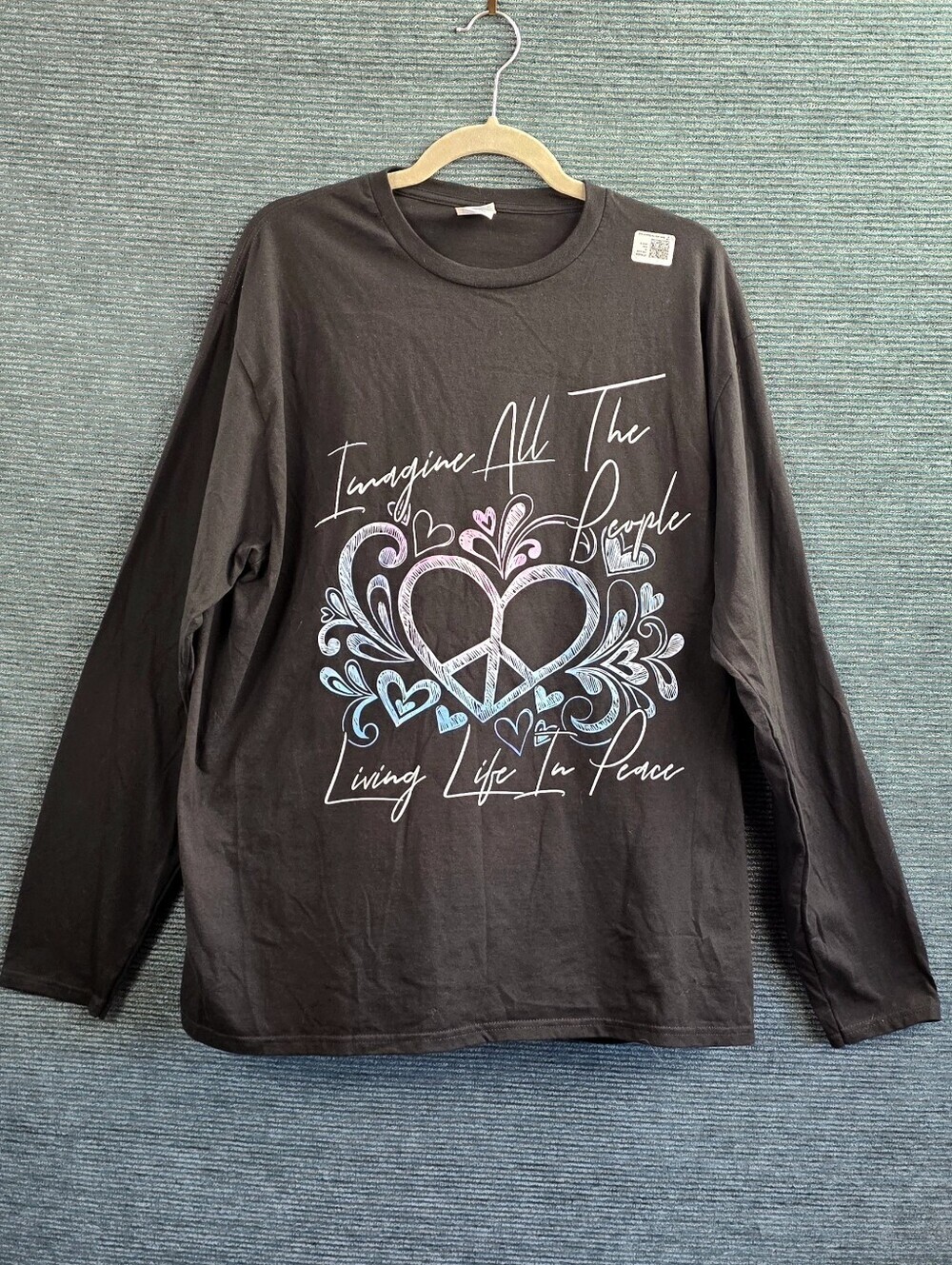 Unisex Long Sleeve Tee Graphics "Imagine All The People Living Life In Peace" - Picture 2 of 6